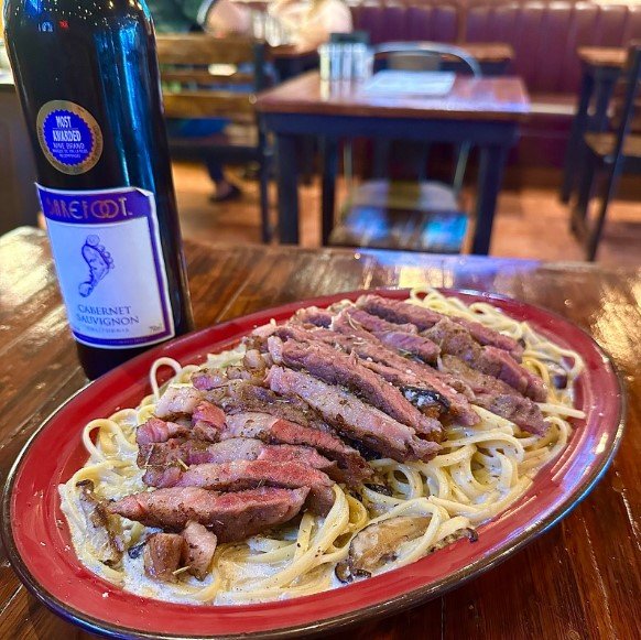 Truffle pasta, USDA steak strips and wine for Valentine’s. See you Patrons!